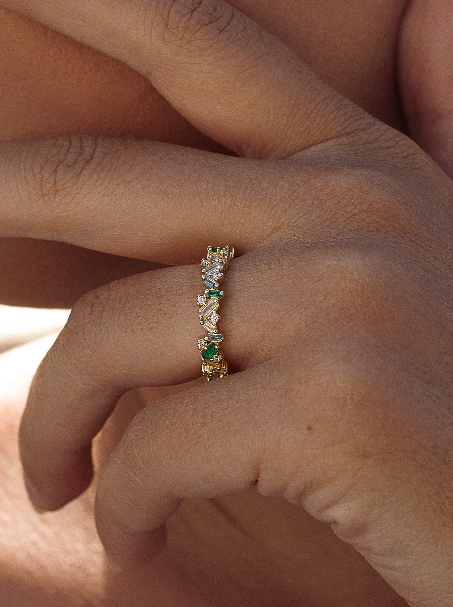 Anillos con piedras de plata en tono verde y azul talla esmeralda-LINEARGENT