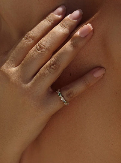 Rings with stones of silver in tone Green and Blue size emerald