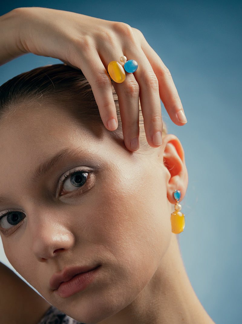 Anillos con piedras diseño abierto en tono citrine