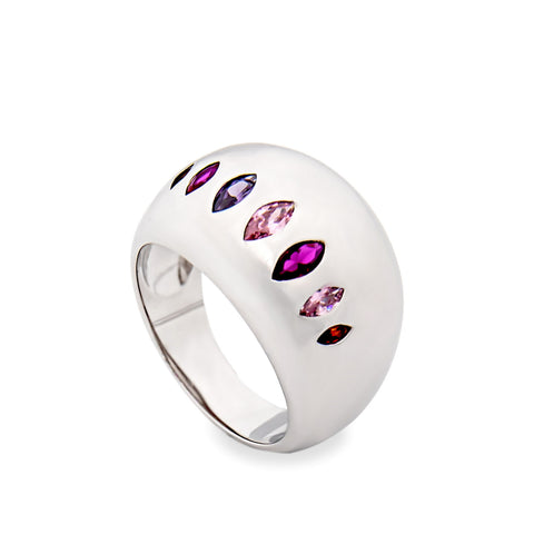 Anillos con piedras diseño burbuja tono rosado