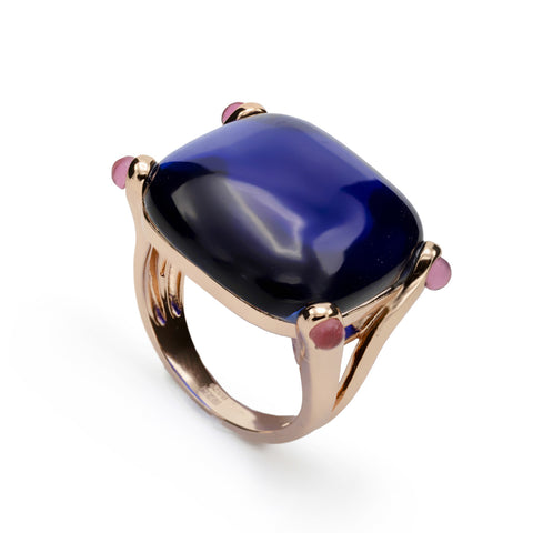 Anillos con piedras diseño cabouchón tono azul-LINEARGENT