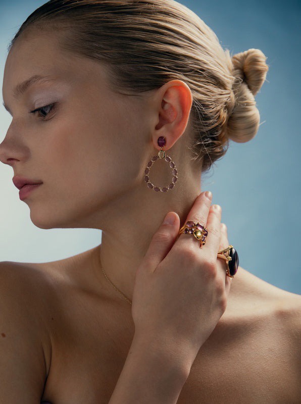 Anillos con piedras diseño cabouchón tono marrón