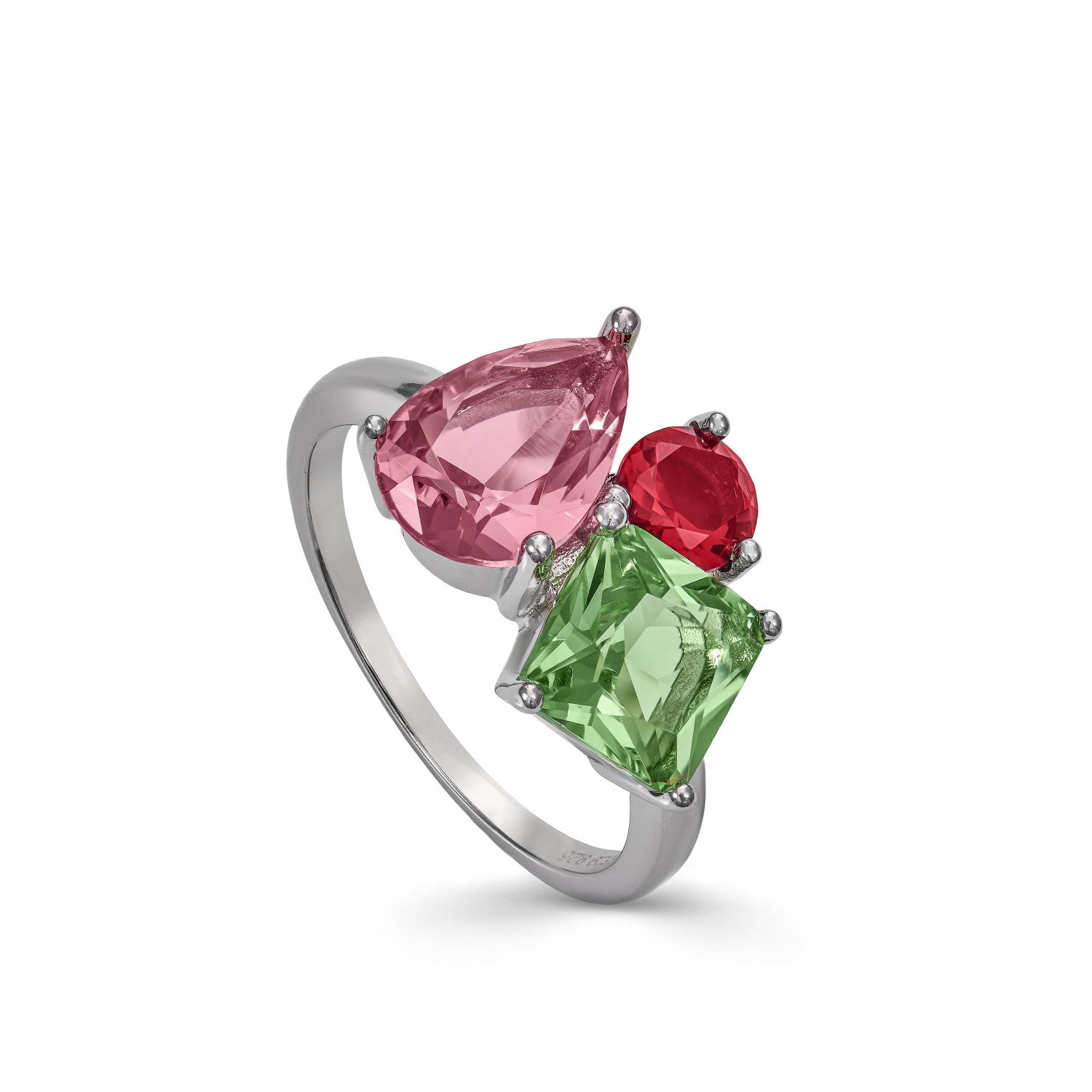 Anillos con piedras diseño de tres gemas multi forma