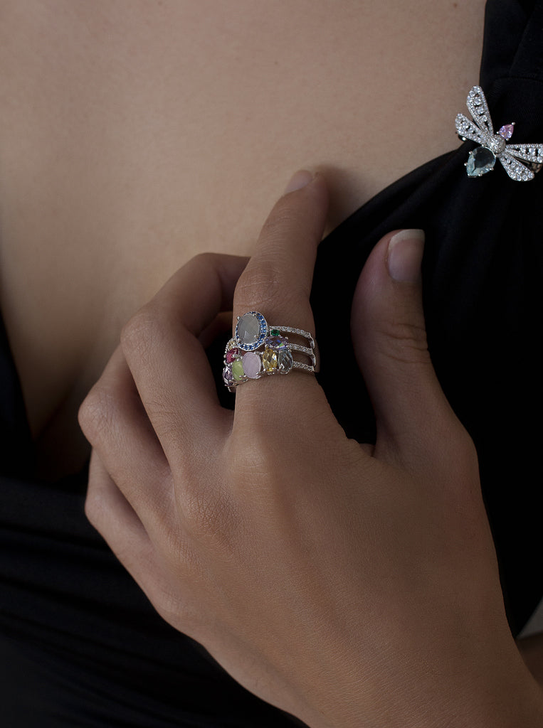 Anillos con piedras diseño en tonos primaverales