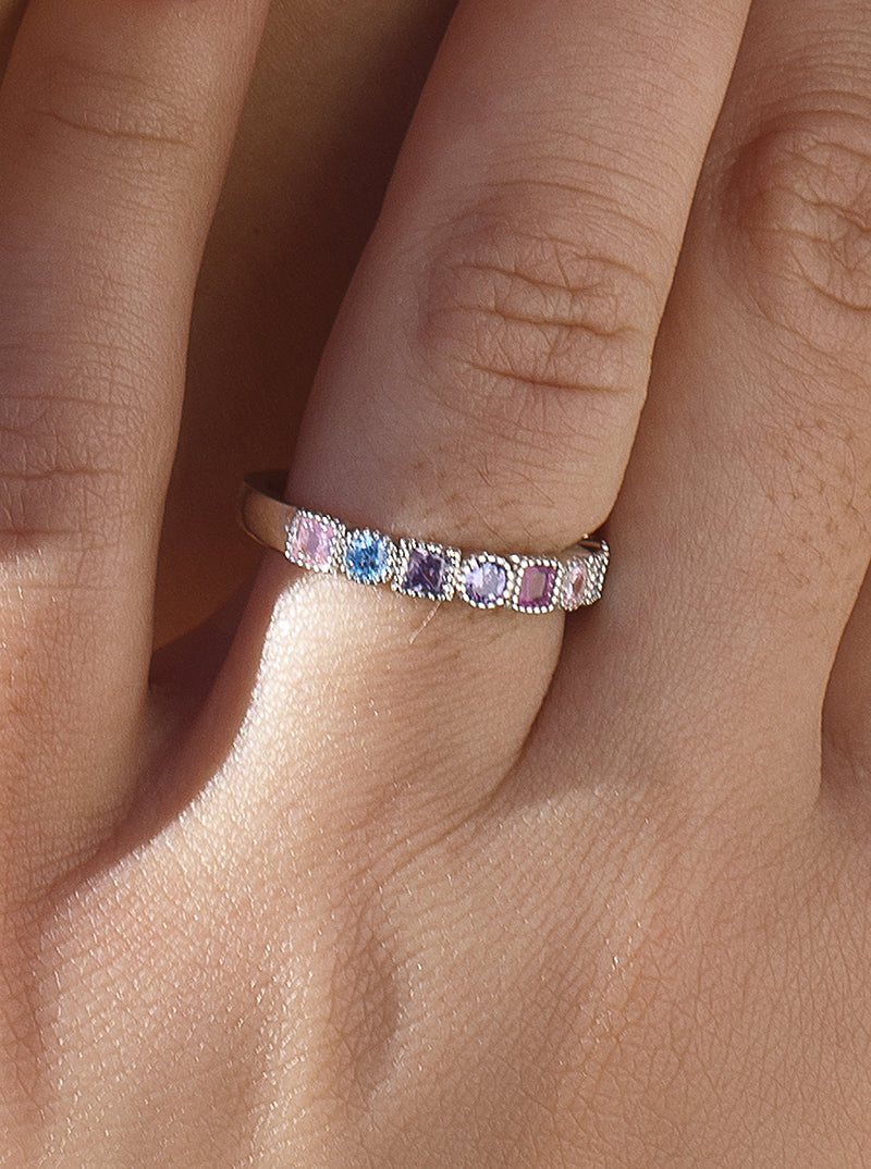 Anillos con piedras diseño geométrico multicolor-LINEARGENT