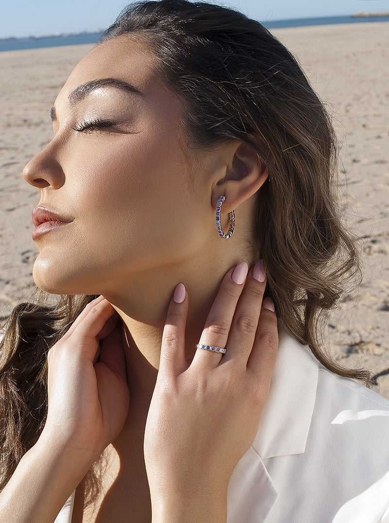Rings with stones design Geometric multicolored