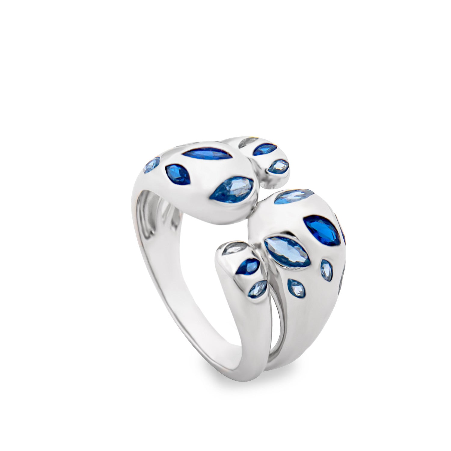 Anillos con piedras diseño gotas en tono azul-LINEARGENT
