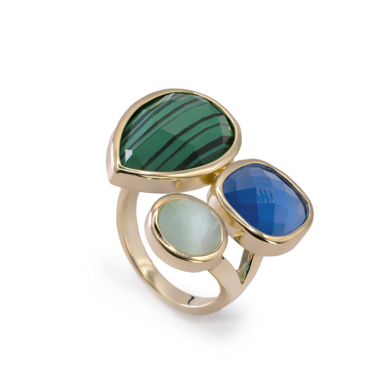 Anillos con piedras diseño lágrima malaquita-LINEARGENT