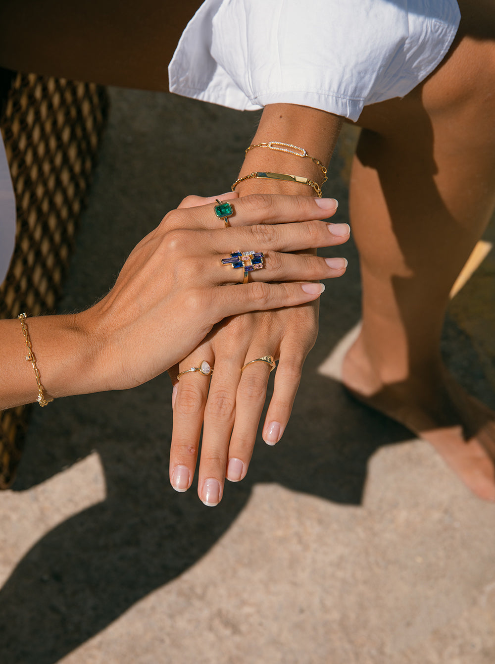 Anillos con piedras diseño mosaico multicolor