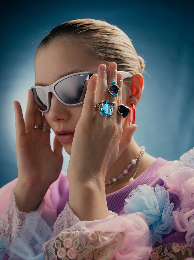 Bagues avec LINEARGENTbleu de LINEARGENT