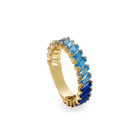 Anillos con piedras en tonos azules talla baguette-LINEARGENT
