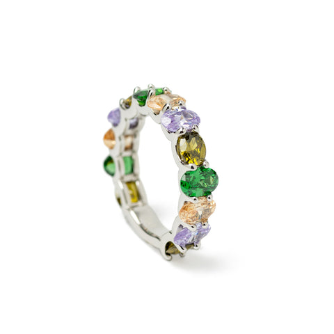 Anillos con piedras multicolor diseño vibrante-LINEARGENT