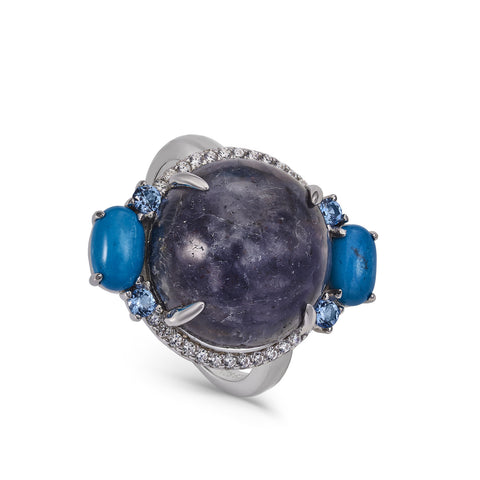 Anillos con piedras naturales diseño circular con circonitas-LINEARGENT