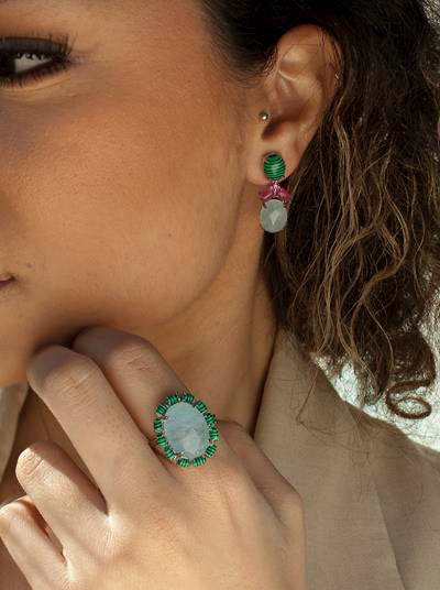 Anillos con piedras naturales diseño de flor