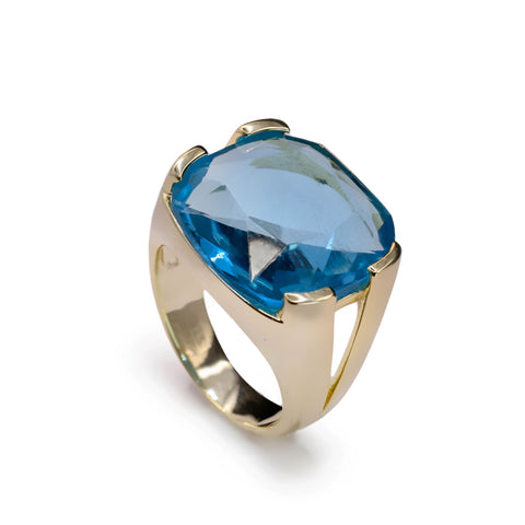 Anillos con piedras talla radiante tono amazonita-LINEARGENT