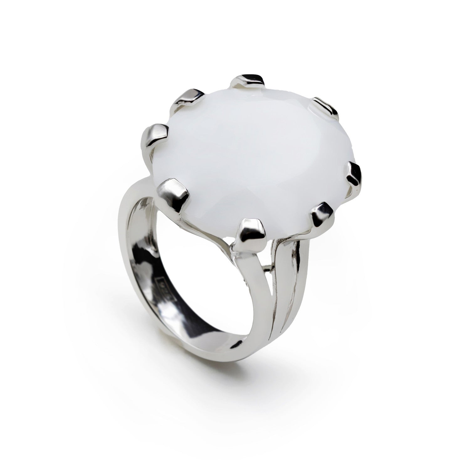 Anillos con piedras tono blanco de estilo elegante-LINEARGENT