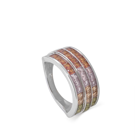 Anillos con piedras triple raíl tonos cálidos-LINEARGENT