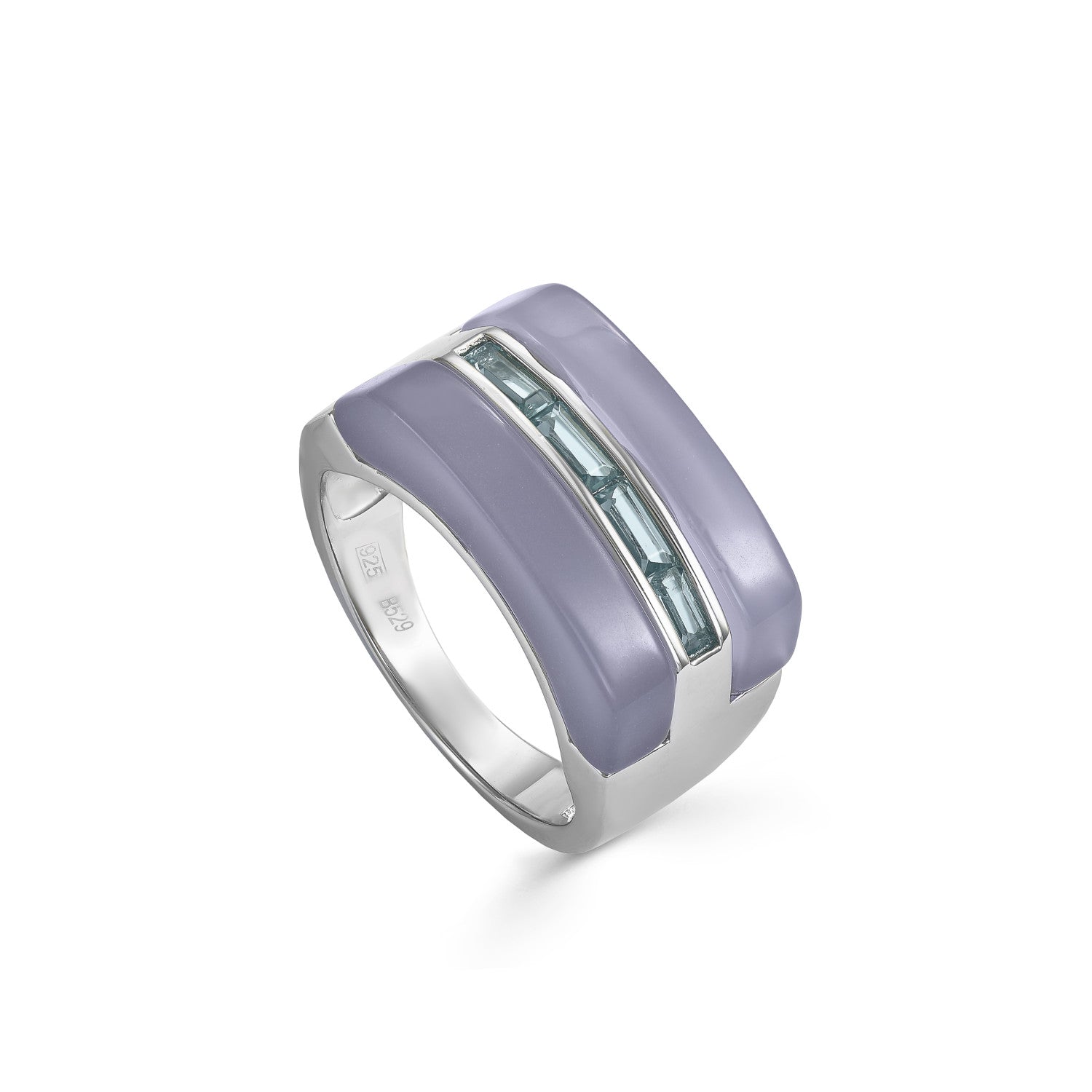 Anillos de diseño con resina y gemas lilas-LINEARGENT