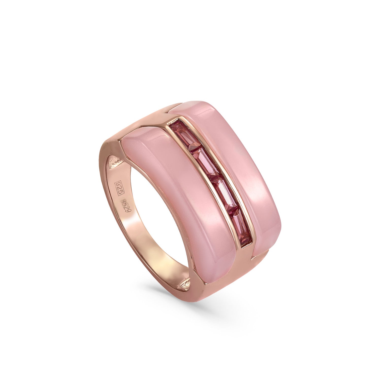 Anillos de diseño con resina y gemas rosas-LINEARGENT