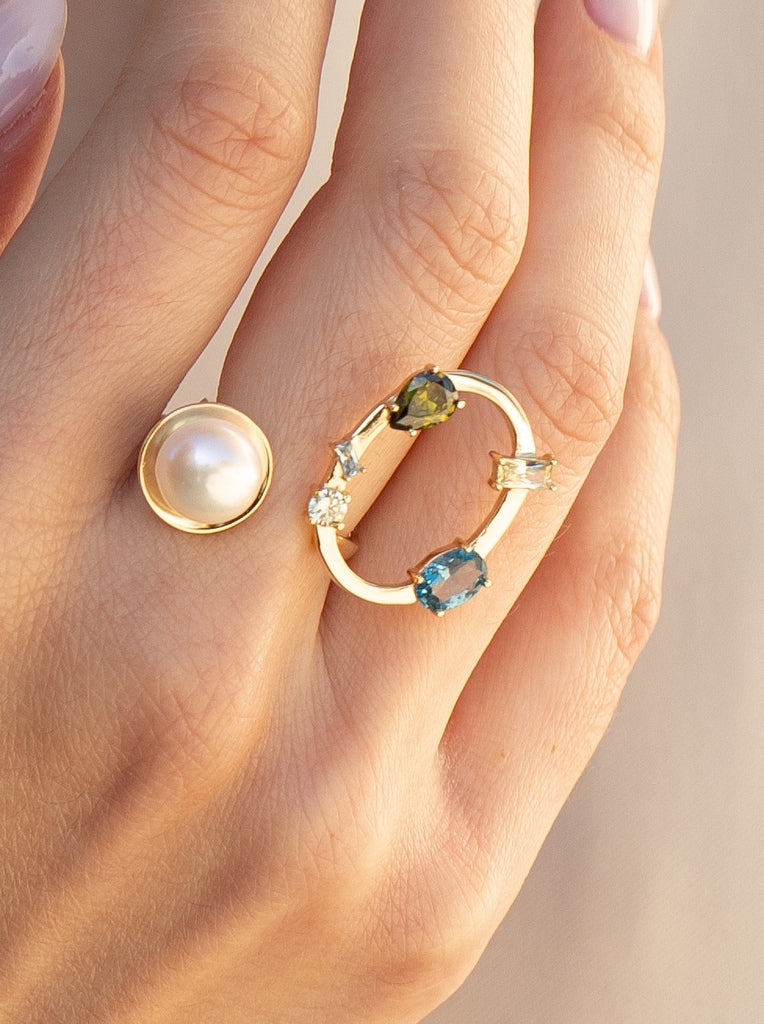 Anillos de diseño de estructura abierta y circular-LINEARGENT