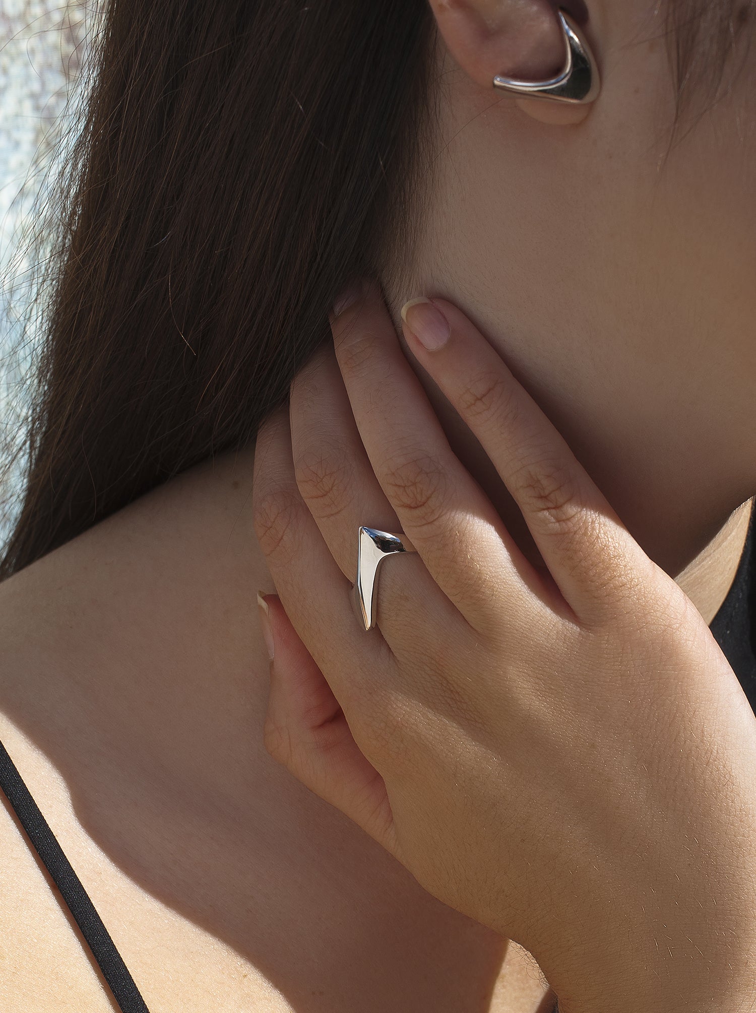 Rings of design silver design triangular tip