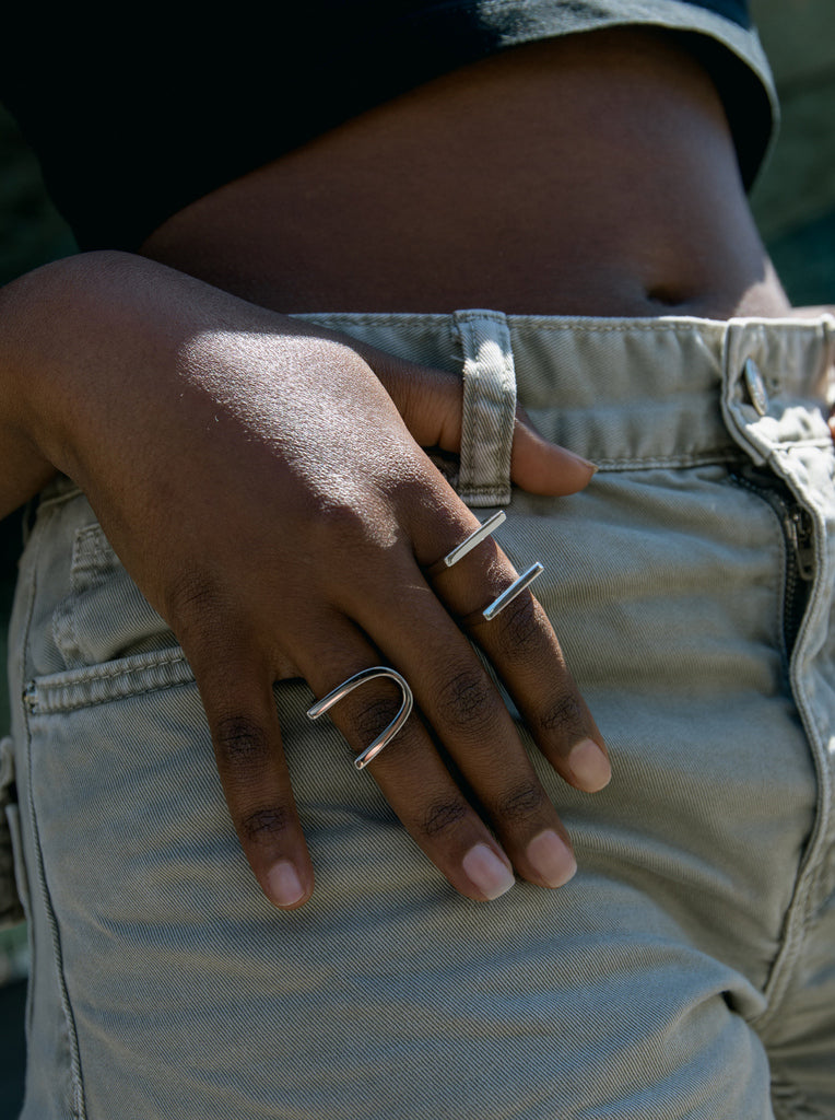 Rings of design double square and LINEARGENT