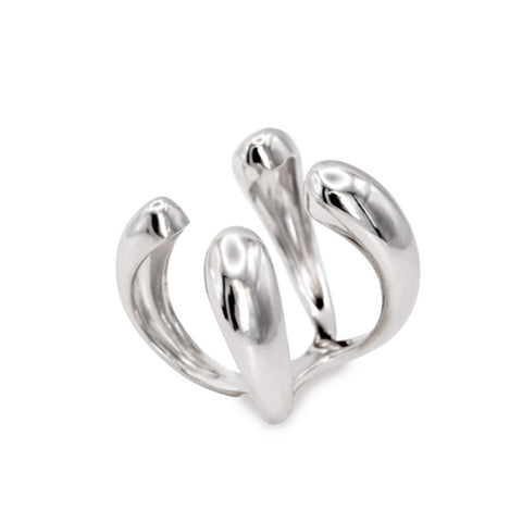Anillos de diseño estilo líquido con cuatro garras-LINEARGENT