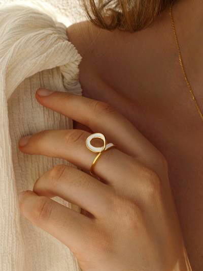 Anillos de diseño tirabuzón esmalte y baño de oro-LINEARGENT