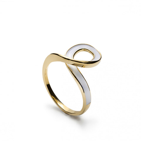 Anillos de diseño tirabuzón esmalte y baño de oro-LINEARGENT