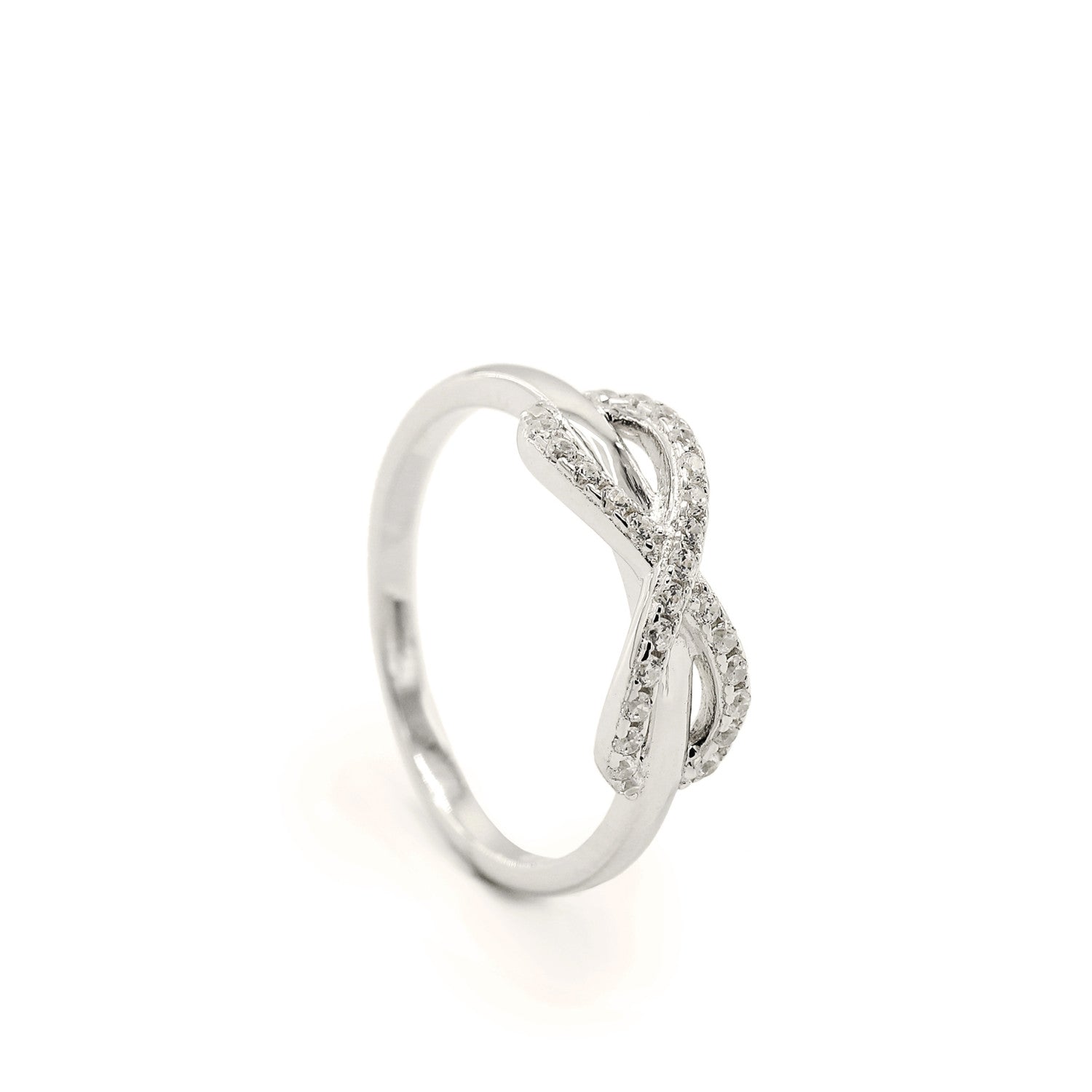 Anillos finos de plata con circonitas diseño de infinito-LINEARGENT