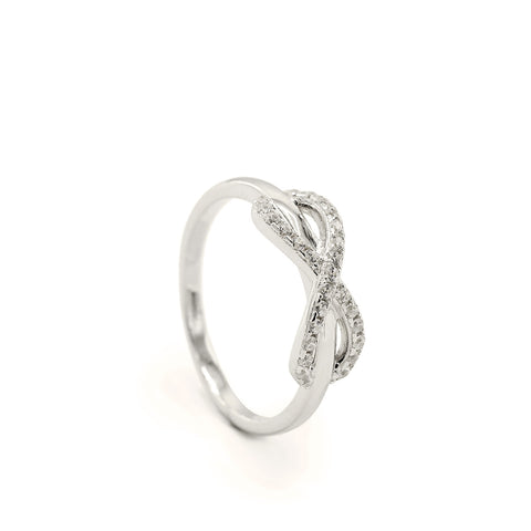 Anillos finos de plata con circonitas diseño de infinito-LINEARGENT