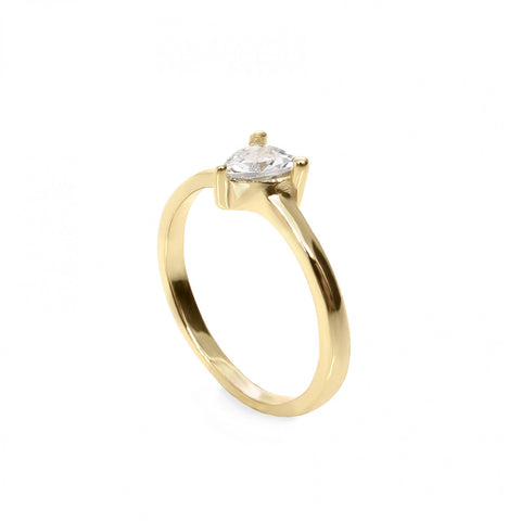 Anillos finos de plata con cuarzo adamantino talla pera-LINEARGENT