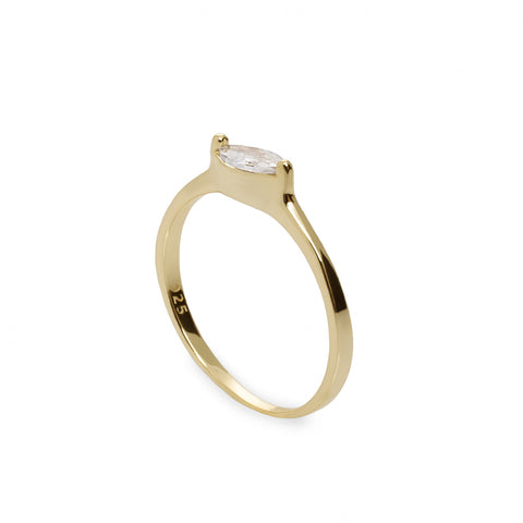 Anillos finos de plata de cuarzo adamantino talla marquesa-LINEARGENT