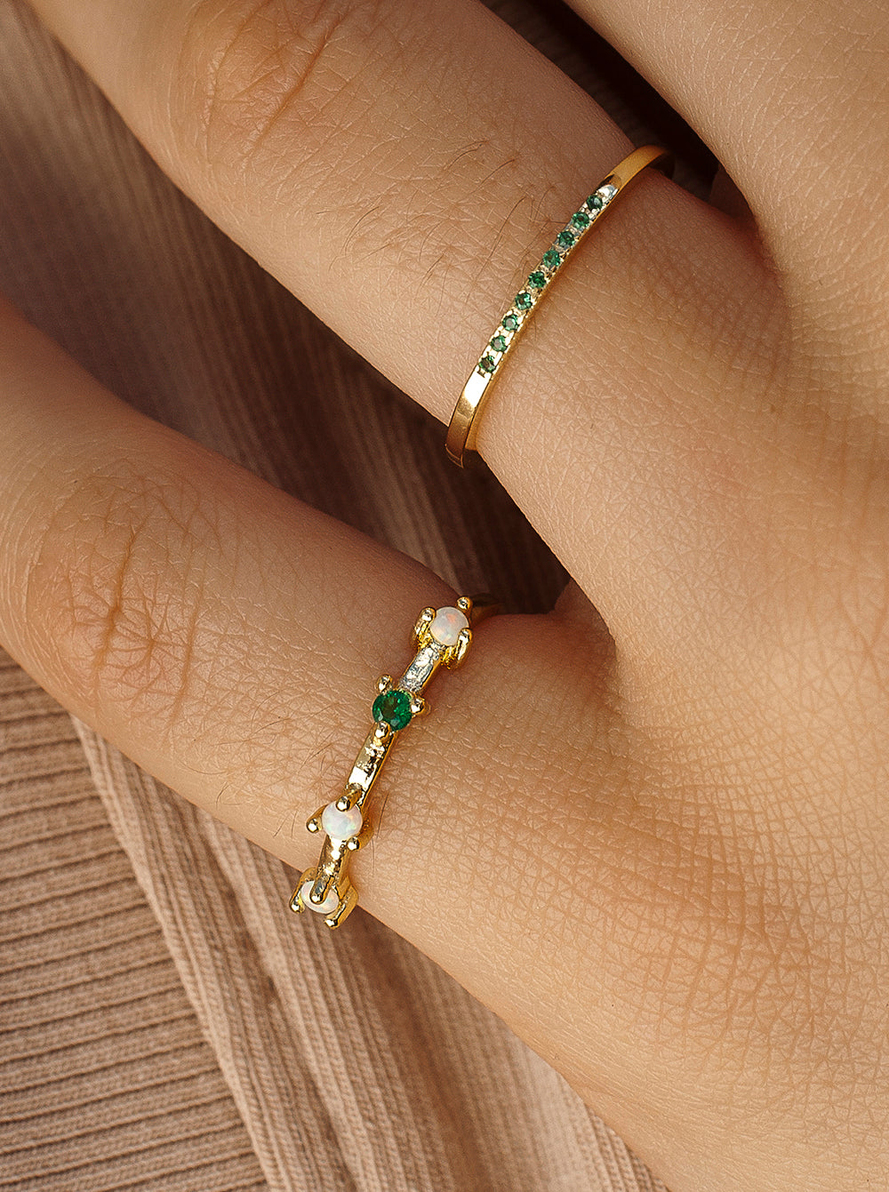 Anillos finos de plata diseño de cuarzos adamantinos multicolores-LINEARGENT