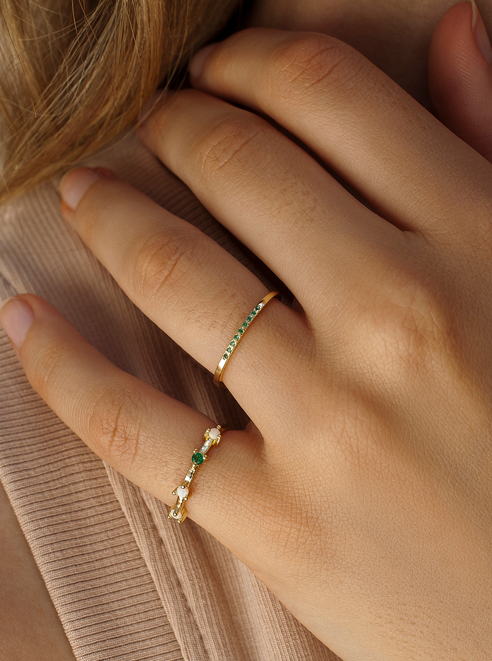 Anillos finos de plata diseño de cuarzos adamantinos multicolores