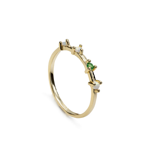 Anillos finos de plata diseño de cuarzos adamantinos multicolores-LINEARGENT