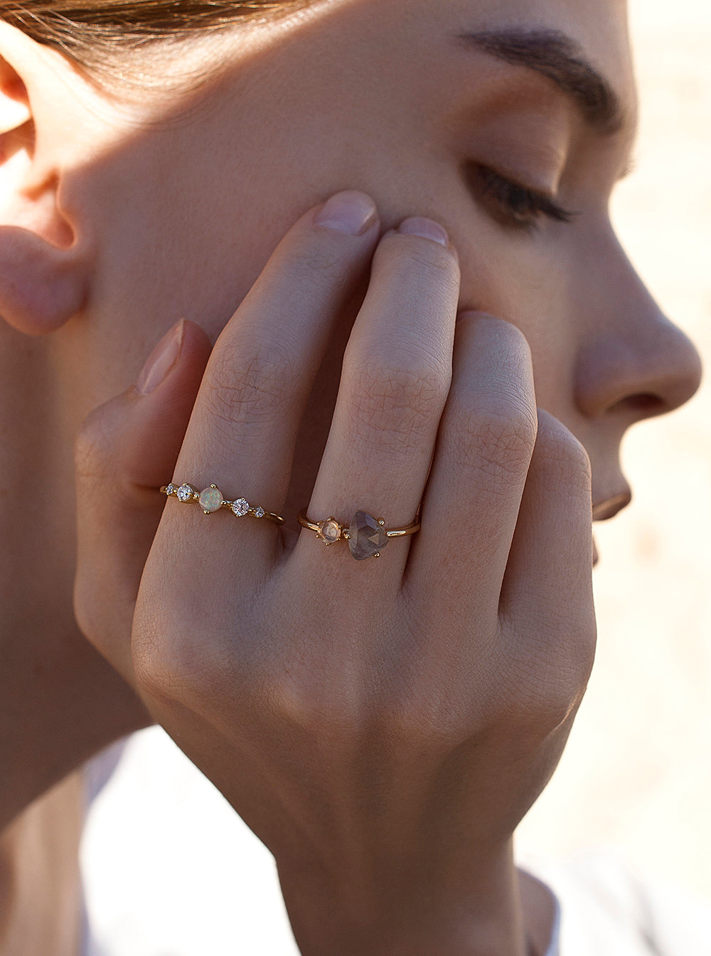 Anillos finos de plata diseño lineal ópalo-LINEARGENT