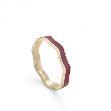 Anillos finos de plata esmalte rojo diseño curvilíneo