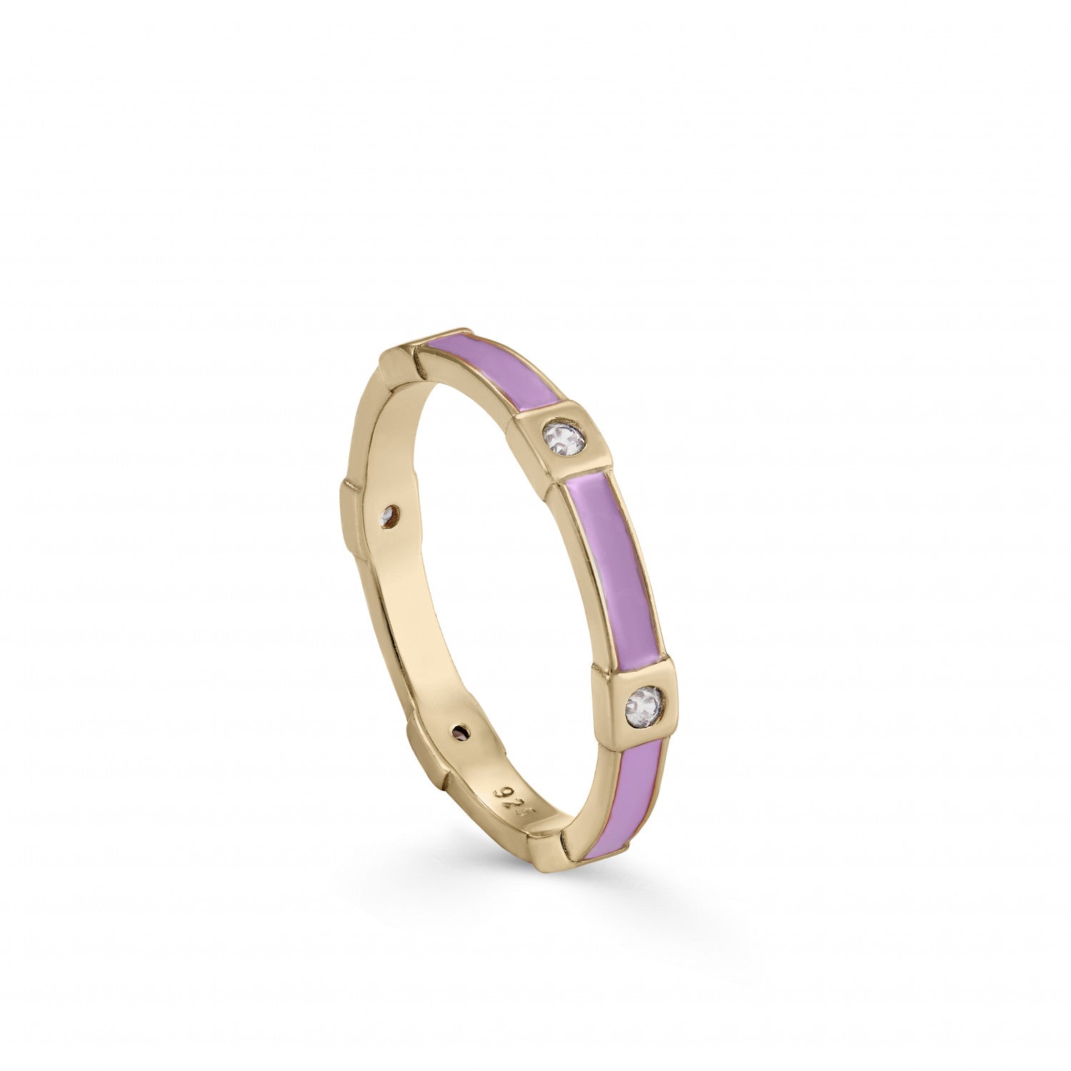 Anillos finos esmalte en plata diseño escalonado lila-LINEARGENT