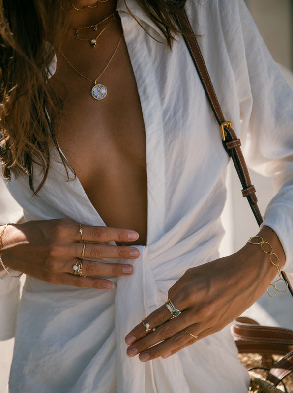 Anillos finos multi diseño con circonitas y gema azul