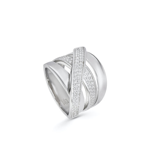 grandes  anneauxargent design croisé et zircons
