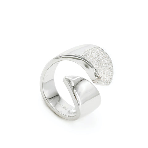 Rings Large design open irregular with zirconias