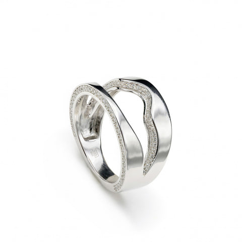 Anillos grandes diseño doble carril irregular con circonitas-LINEARGENT