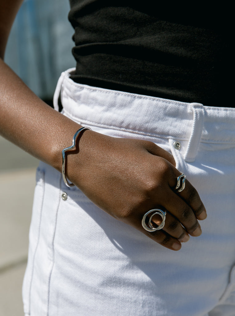 Rings Large design smooth silver spiral