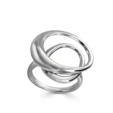 Anillos grandes diseño espiral en plata lisa-LINEARGENT