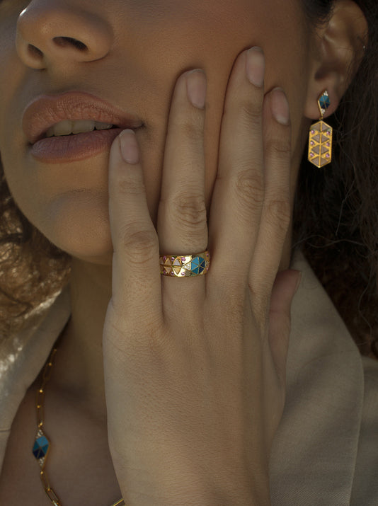 Rings Large multicolored with zirconias plated in gold