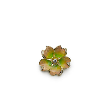 Broche con circonitas y esmalte en forma de flor