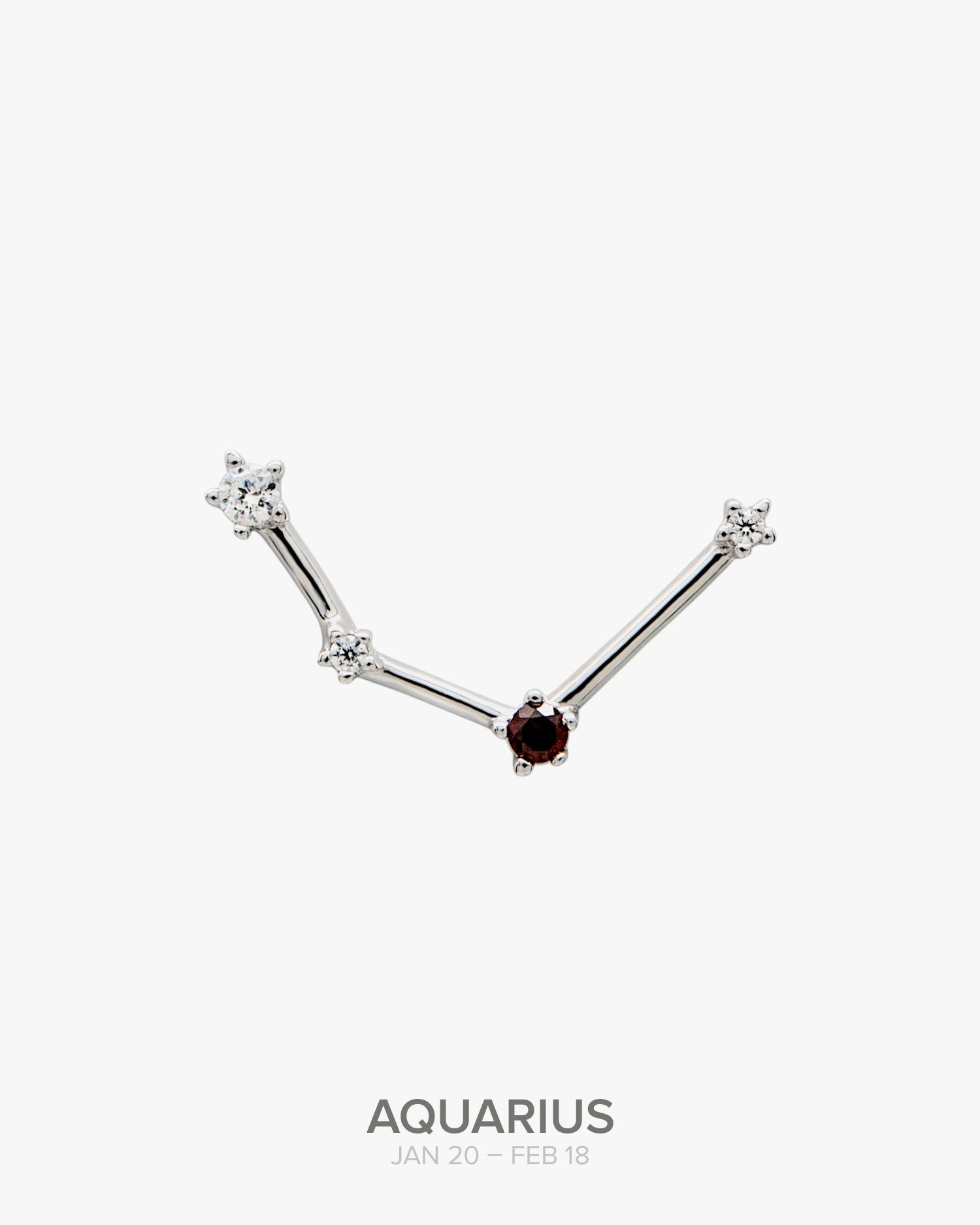Aquarius Constellation pendant in silver with natural garnet.