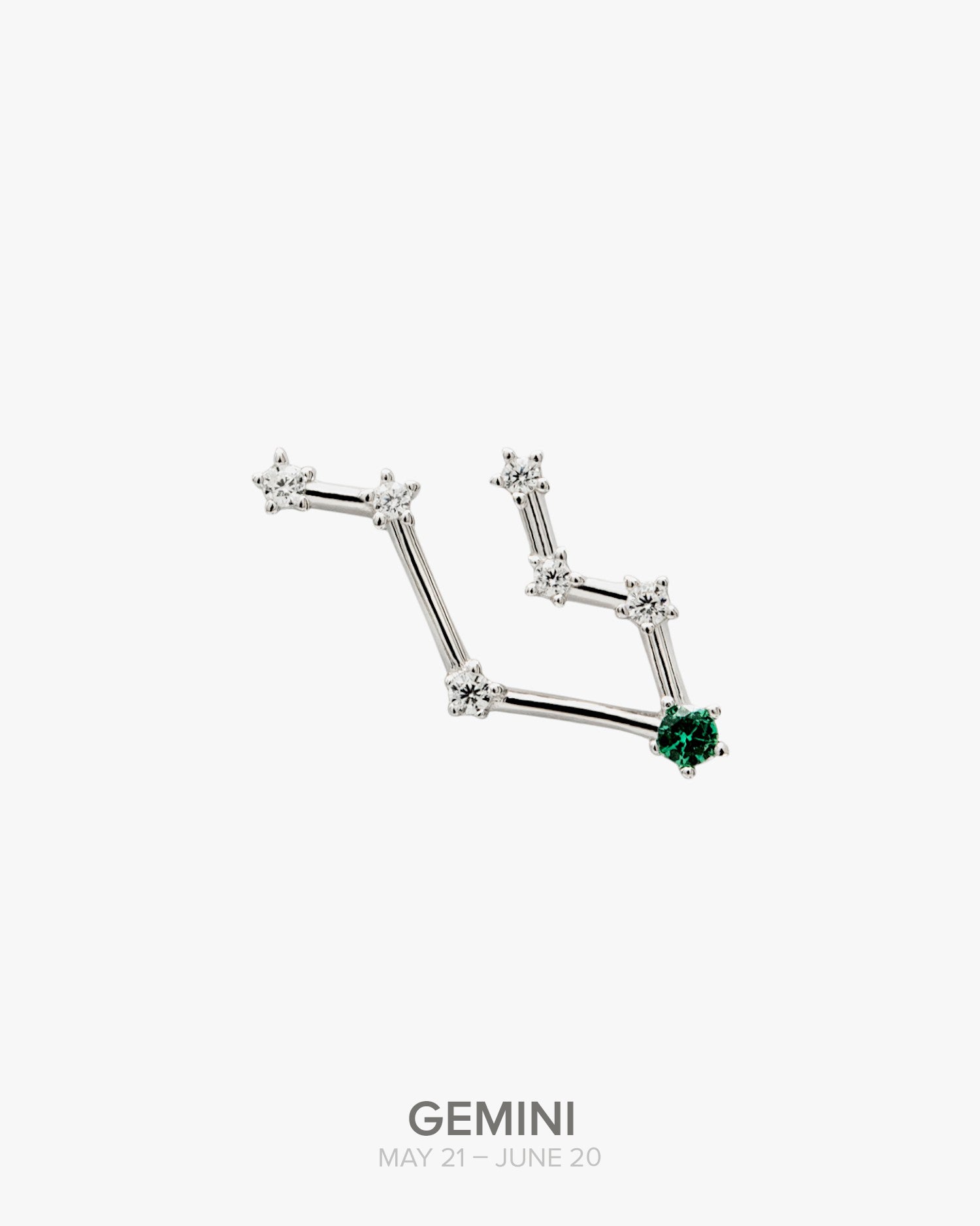 GEMINI Constellation pendant in silver with natural Chromodiopside