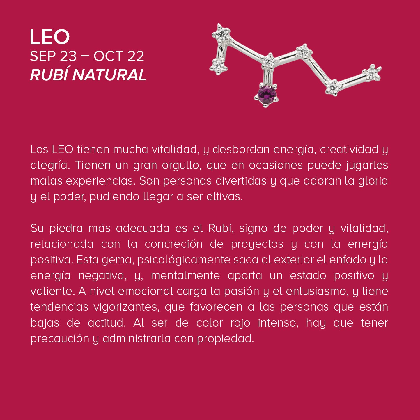 Pendentif LEO en argent avec rubis naturel